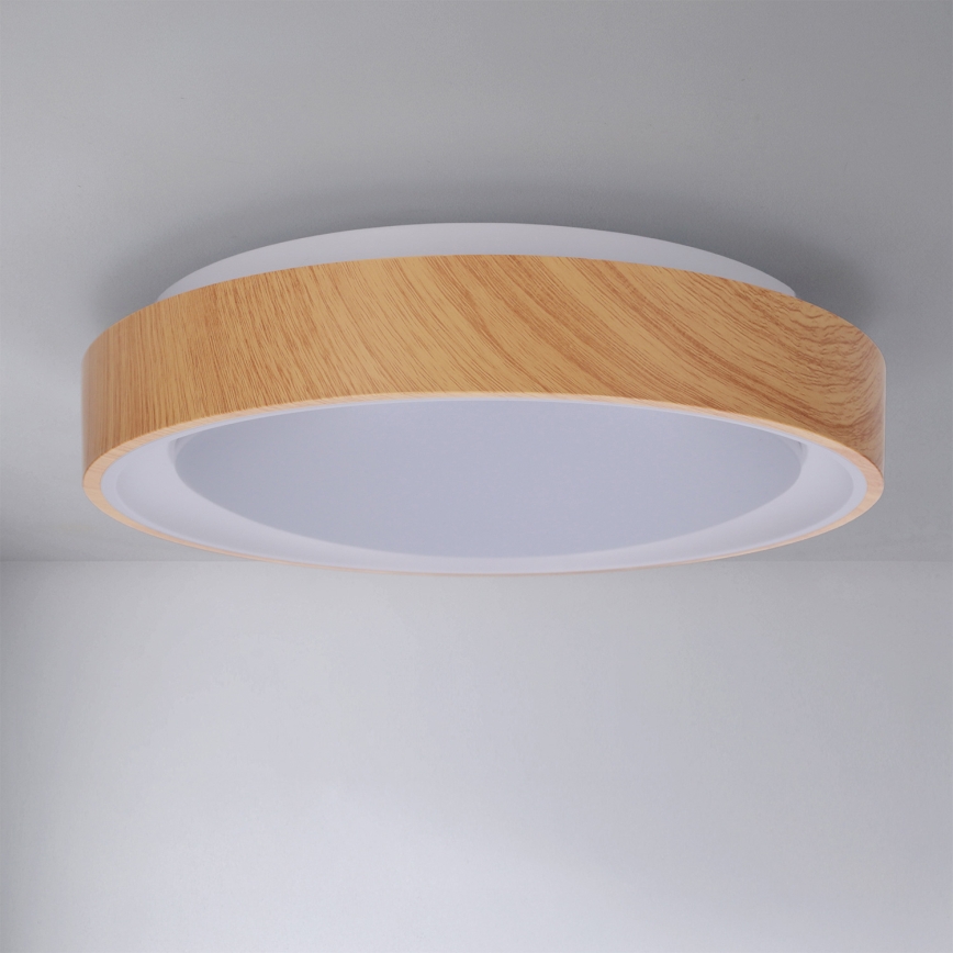 Brilagi - Plafonieră LED FLOCO, 24 W, 230 V, Ø 30 cm, finisaj lemn/alb