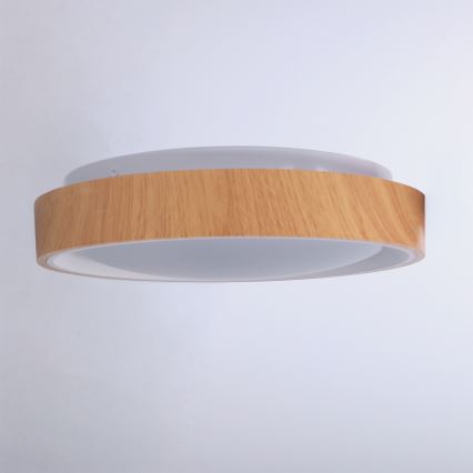 Brilagi - Plafonieră LED FLOCO, 24 W, 230 V, Ø 30 cm, finisaj lemn/alb