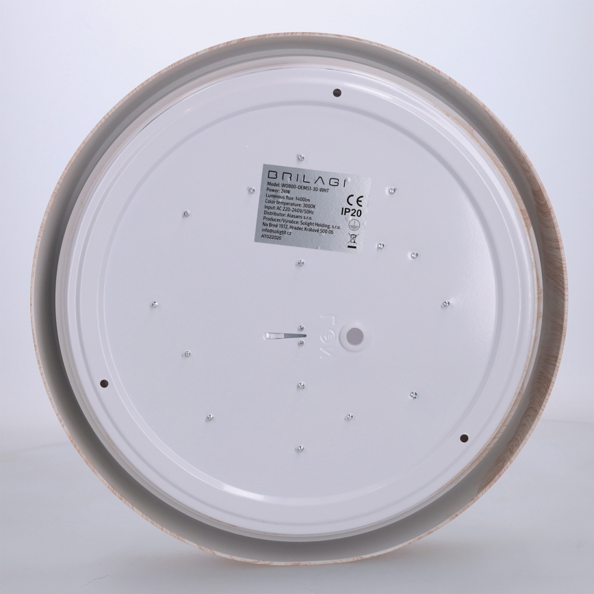 Brilagi - Plafonieră LED FLOCO, 24 W, 230 V, Ø 30 cm, finisaj lemn/alb