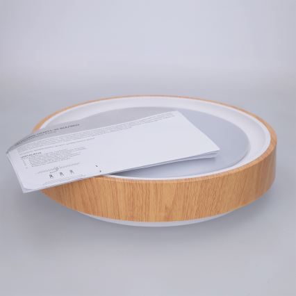 Brilagi - Plafonieră LED FLOCO, 24 W, 230 V, Ø 30 cm, finisaj lemn/alb