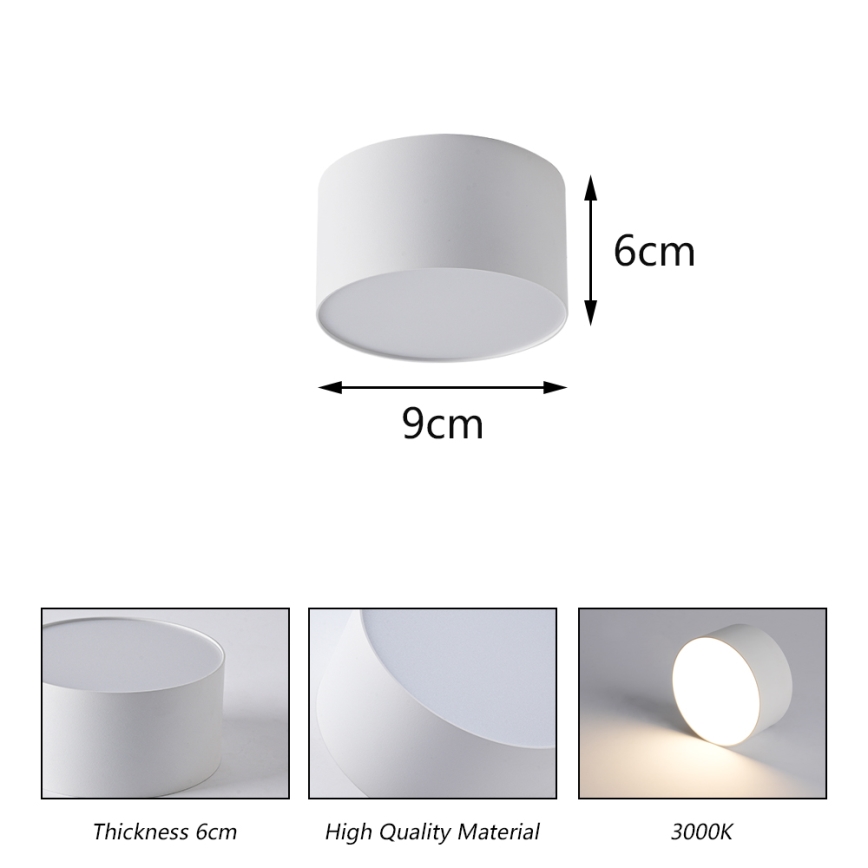 Brilagi - Plafonieră LED FORIS pentru baie, 9 W, 230 V, Ø 9 cm, albă, IP44