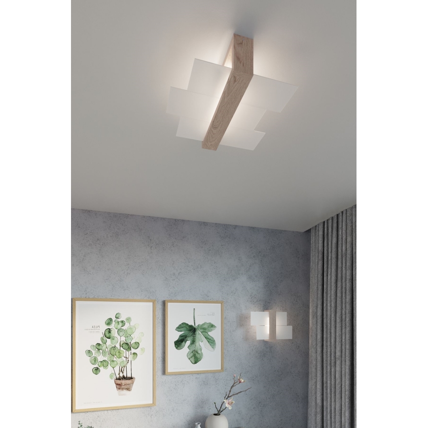 Brilagi - Plafonieră LED HERA, 2 x E27, 7,5 W, 230 V, 43 x 43 cm, corp din lemn