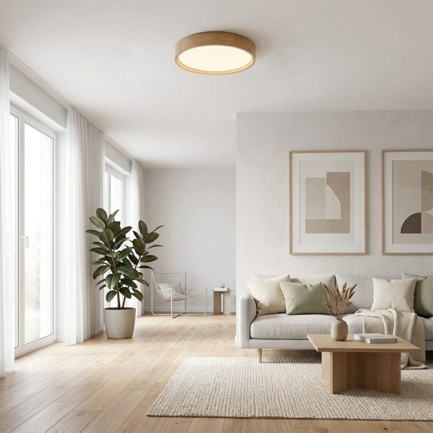 Brilagi - Plafonieră LED MANAROLA PLAIN, 24W, 230V, 3000K, diam. 41 cm, stejar