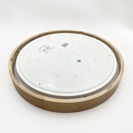 Brilagi - Plafonieră LED MANAROLA PLAIN, 36 W, 230 V, 3000 K, Ø 48 cm, finisaj stejar