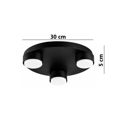 Brilagi - Plafonieră LED MONO 3x GX53/30W/230V, Ø 30 cm, negru