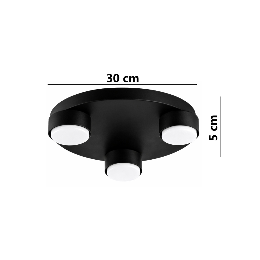 Brilagi - Plafonieră LED MONO 3x GX53/30W/230V, Ø 30 cm, negru
