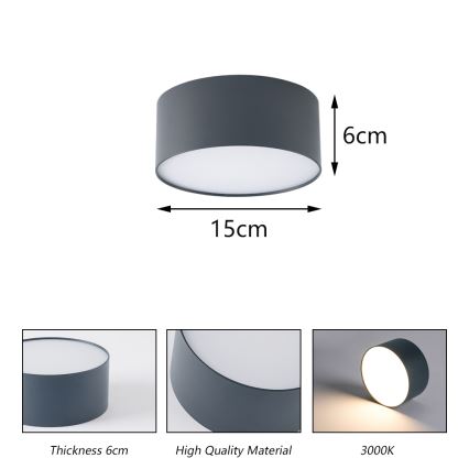 Brilagi - Plafonieră LED pentru baie FORIS LED/20W/230V Ø 15 cm antracit IP44
