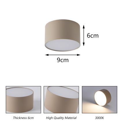 Brilagi - Plafonieră LED FORIS pentru baie, 9W/230V, Ø 9 cm, bej, IP44, CRI 90