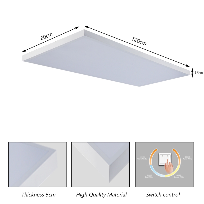 Brilagi - Plafonieră LED pentru baie FRAME LED/96W/230V 120x60 cm 3000/4000/6000K IP44 alb
