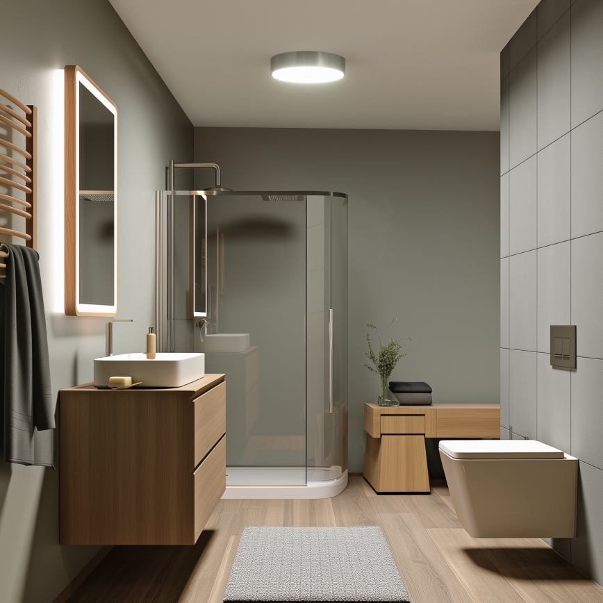 Brilagi - Plafonieră LED pentru baie POOL, 24 W, 230 V, 3000/4000/5500 K, Ø 30 cm, IP54, crom mat