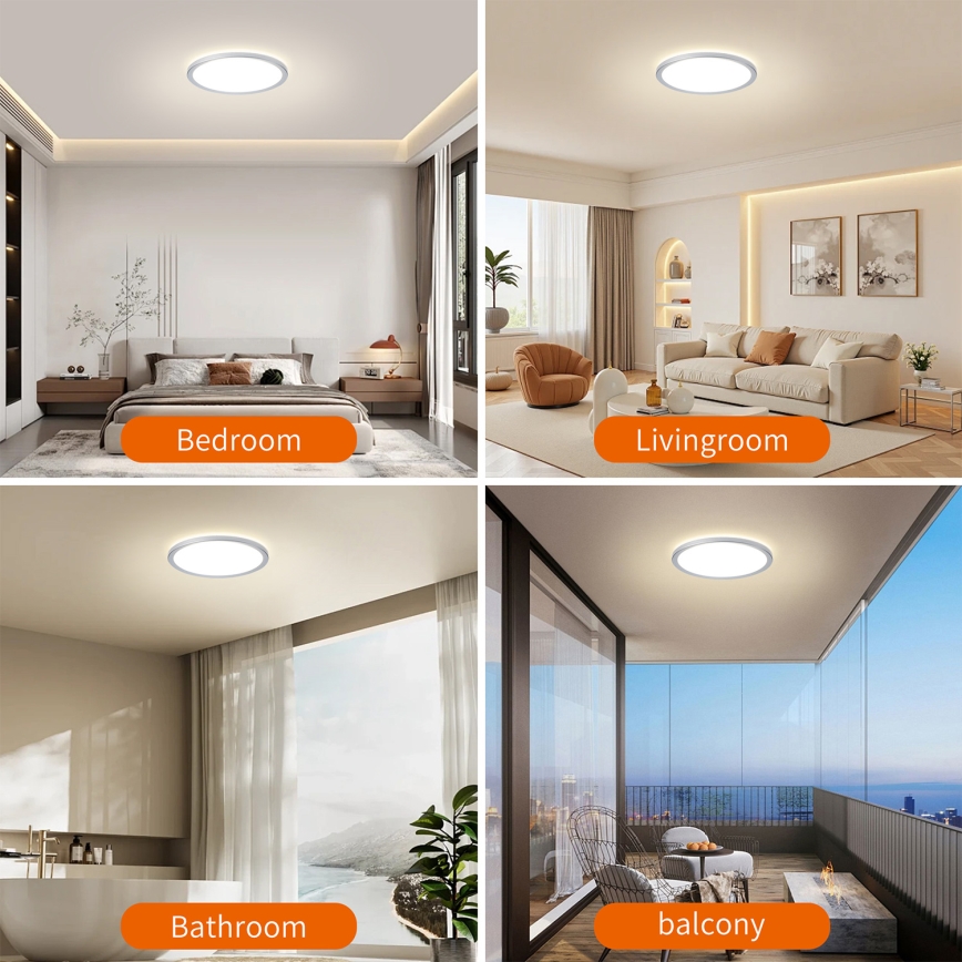 Brilagi - Plafonieră LED pentru baie ULTRA SLIM LED/12W/230V Ø 22,5 cm argintie IP54