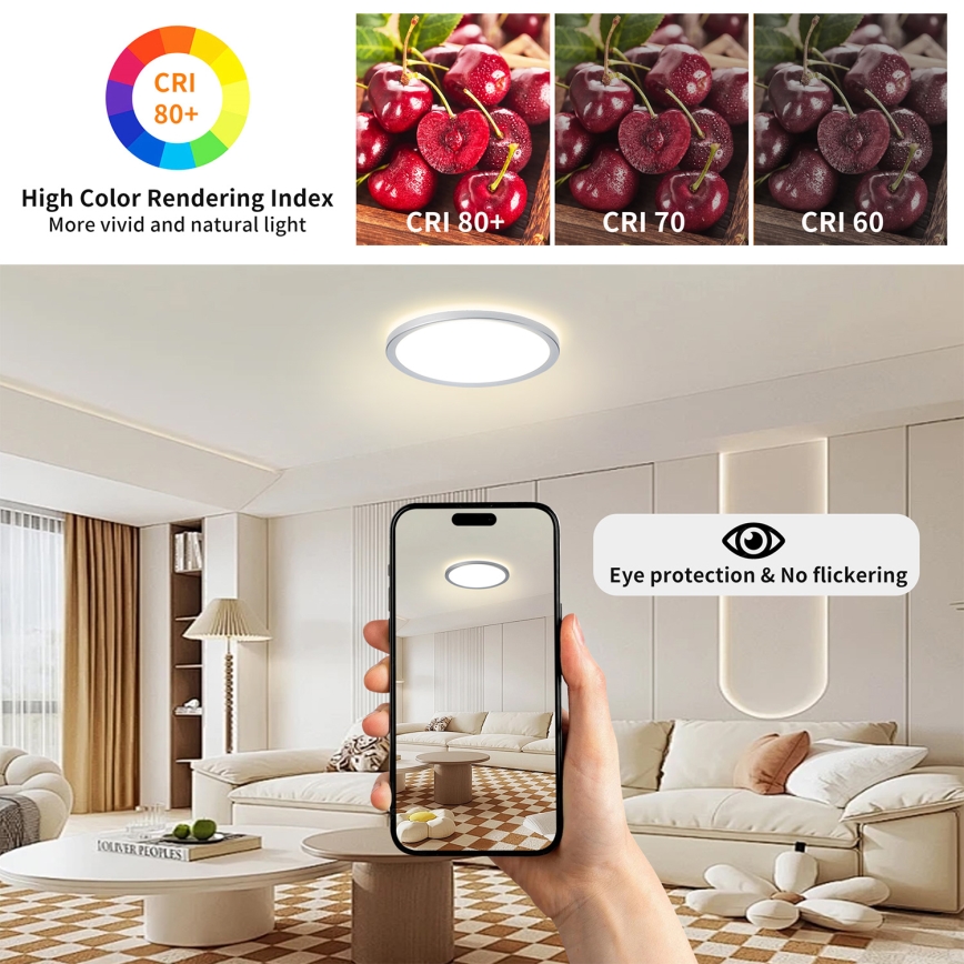 Brilagi - Plafonieră LED pentru baie ULTRA SLIM LED/12W/230V Ø 22,5 cm argintie IP54