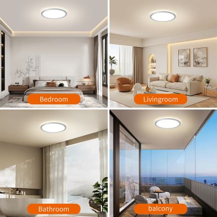 Brilagi - Plafonieră LED Ultra Slim pentru baie, 18W/230V, Ø 30 cm, argintiu, IP54