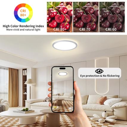 Brilagi - Plafonieră LED Ultra Slim pentru baie, 18W/230V, Ø 30 cm, argintiu, IP54