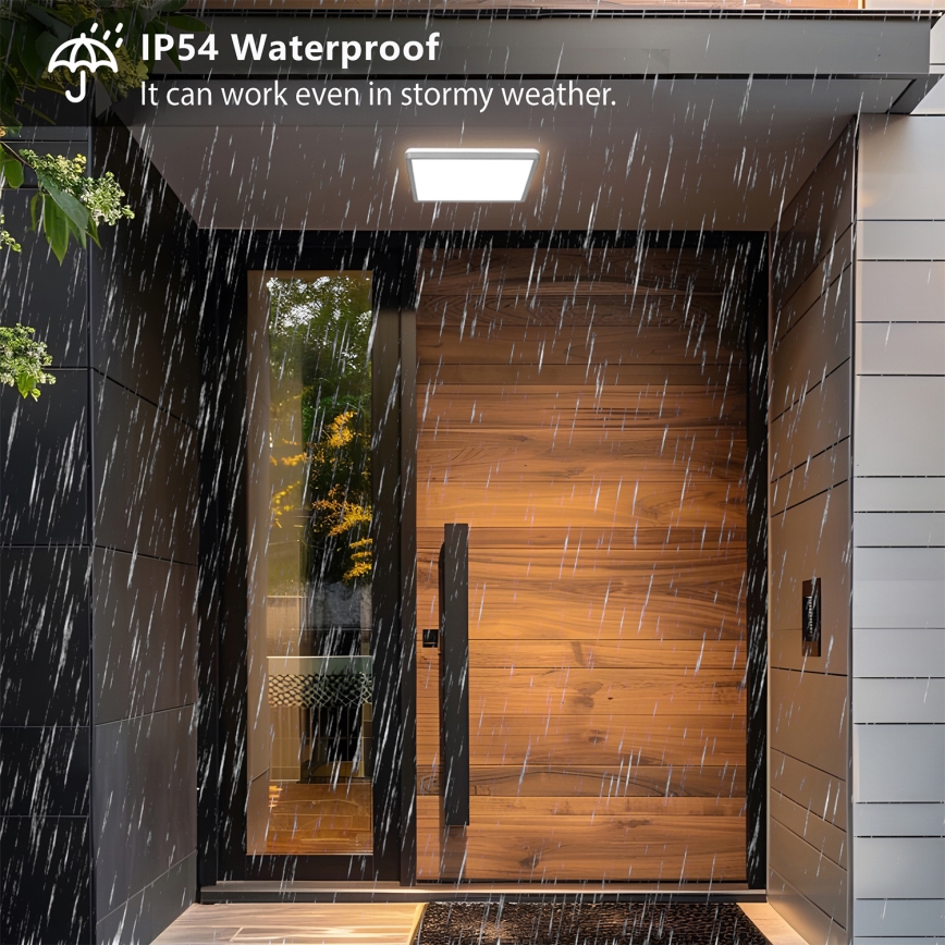 Brilagi - Plafonieră LED pentru baie ULTRA SLIM, 24 W, 230 V, 42 x 42 cm, argintie, IP54