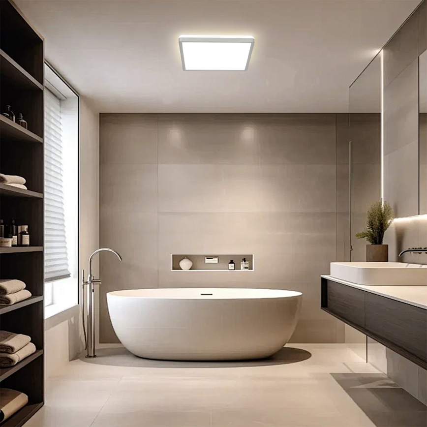 Brilagi - Plafonieră LED pentru baie ULTRA SLIM, 24 W, 230 V, 42 x 42 cm, argintie, IP54