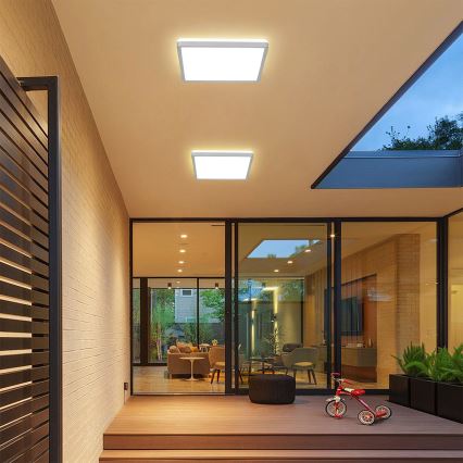 Brilagi - Plafonieră LED pentru baie ULTRA SLIM, 24 W, 230 V, 42 x 42 cm, argintie, IP54