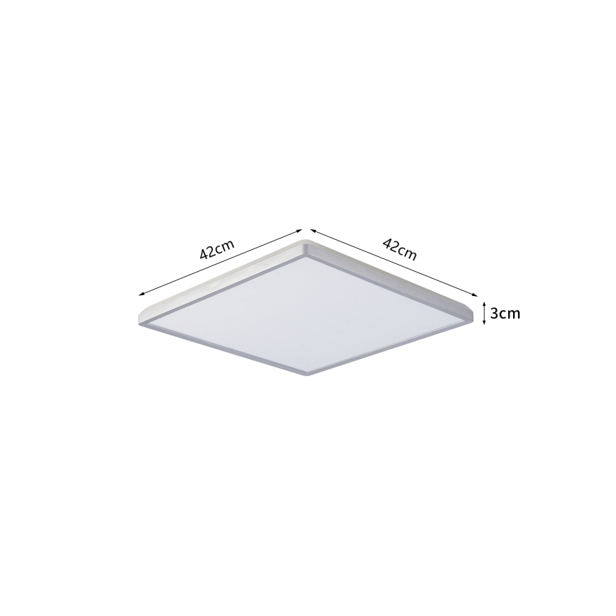 Brilagi - Plafonieră LED pentru baie ULTRA SLIM, 24 W, 230 V, 42 x 42 cm, argintie, IP54