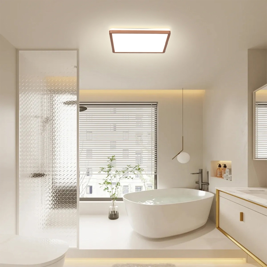 Brilagi - Plafonieră LED pentru baie Ultra Slim, 24 W, 230 V, 42 x 42 cm, auriu roz, IP54