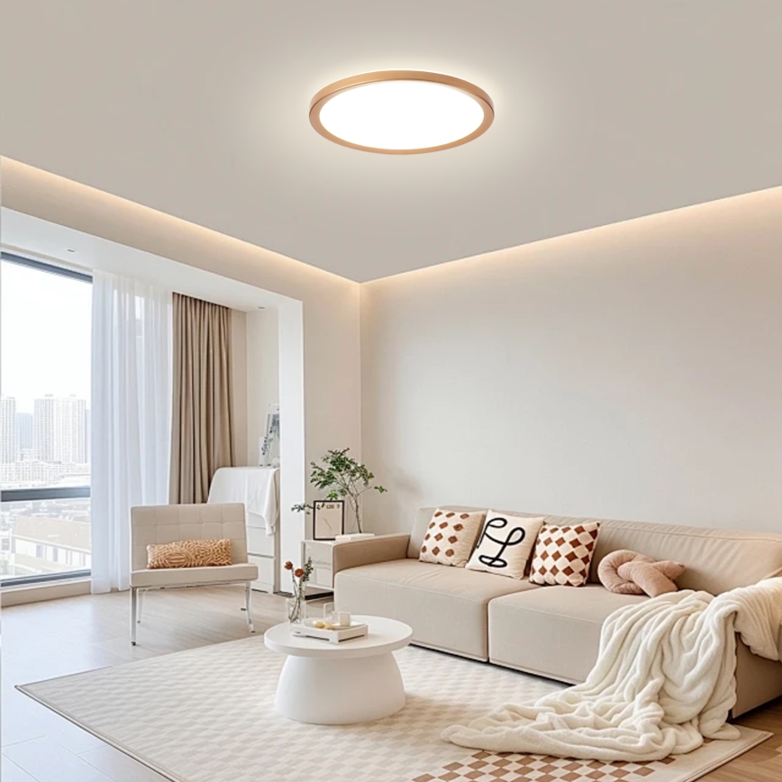 Brilagi - Plafonieră LED pentru baie ULTRA SLIM, 24W/230V, Ø 42 cm, aur roz, IP54