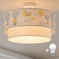 Brilagi - Plafonieră LED pentru copii BOBO, 1x E27, 10 W, 230 V, Ø 40 cm, alb/bej/cu animăluțe
