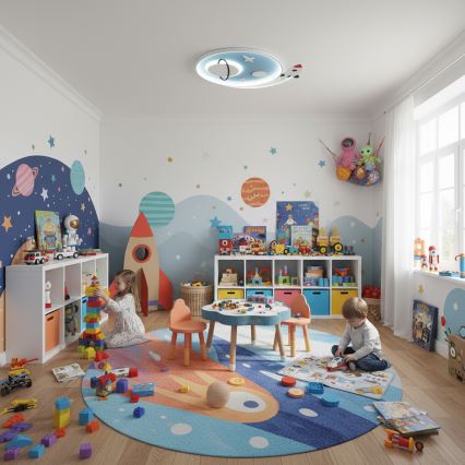 Brilagi - Plafonieră LED pentru copii STARSHIP LED/64W/230V 3000/4500/6000K albastră
