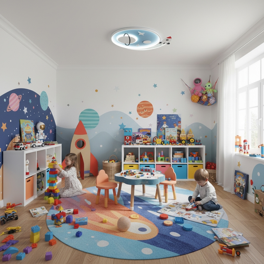 Brilagi - Plafonieră LED pentru copii STARSHIP LED/64W/230V 3000/4500/6000K albastră