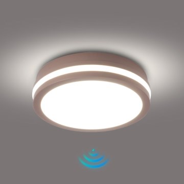 Brilagi - Plafonieră LED pentru exterior cu senzor BENE LED/18W/230V Ø 21,5 cm maro IP54