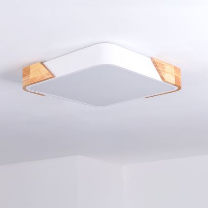 Brilagi - Plafonieră LED PILANA LED/24W/230V, stejar/alb, 32 x 32 cm