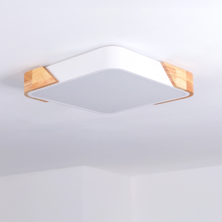 Brilagi - Plafonieră LED PILANA LED/24W/230V, stejar/alb, 32 x 32 cm