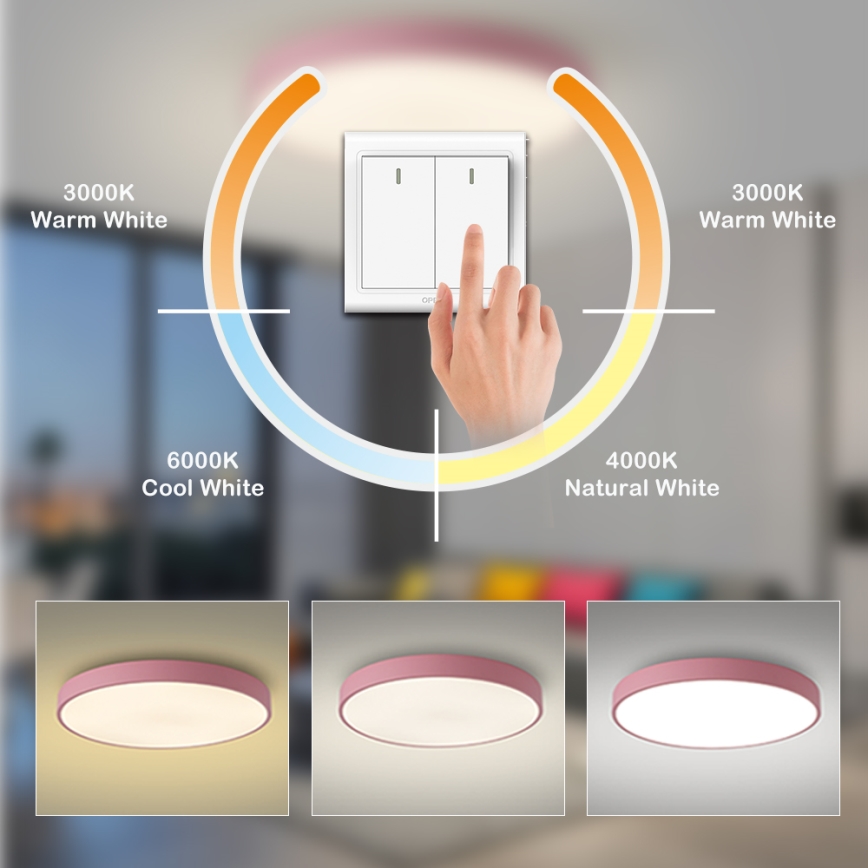 Brilagi - Plafonieră LED POOL, 100W, 230V, 3000/4000/6000K, Ø 80 cm, roz