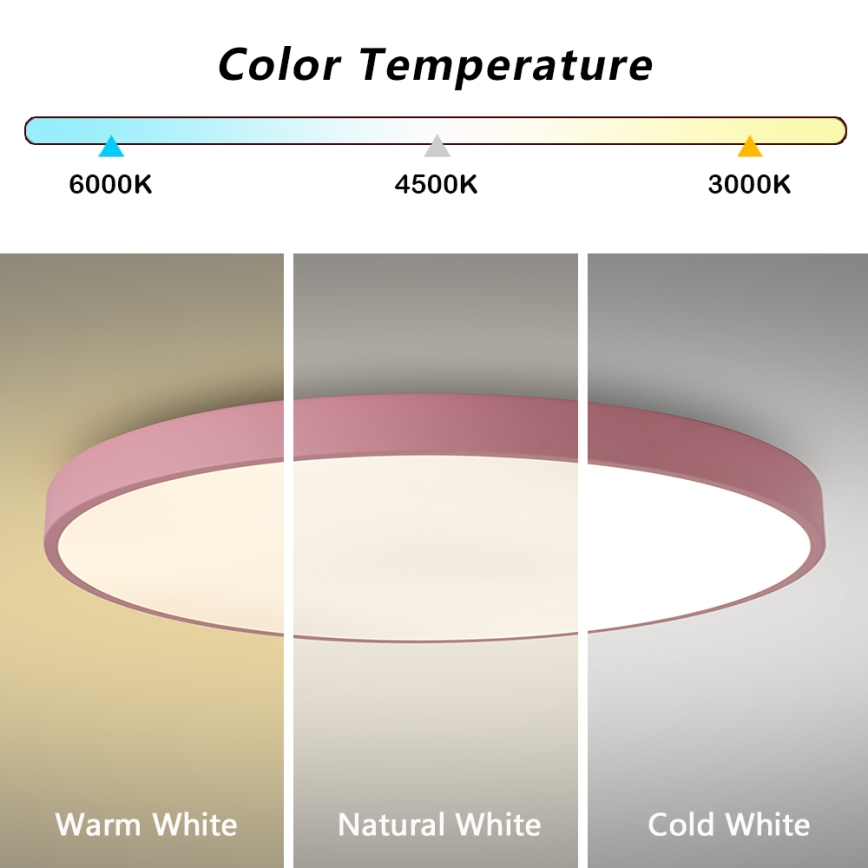 Brilagi - Plafonieră LED POOL, 100W, 230V, 3000/4000/6000K, Ø 80 cm, roz