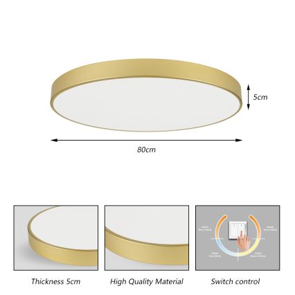 Brilagi - Plafonieră LED POOL, 100 W, 230 V, 3000/4000/6000 K, Ø 80 cm, aurie