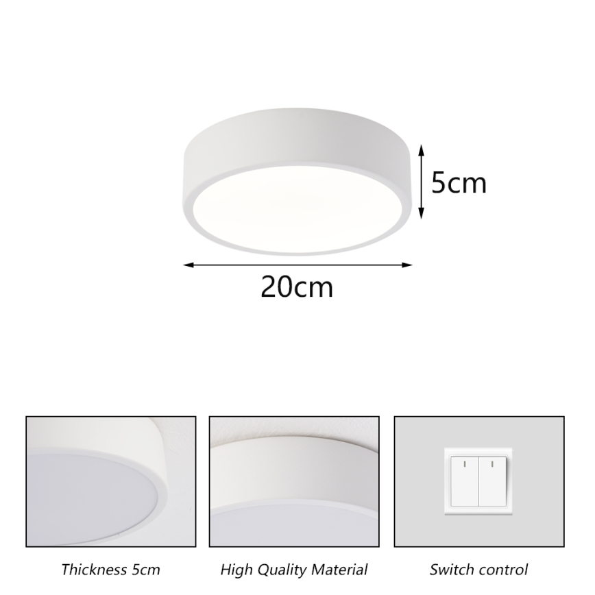 Brilagi - Plafonieră LED POOL, 18 W, 230 V, 3000/4000/6000 K, Ø 20 cm, alb