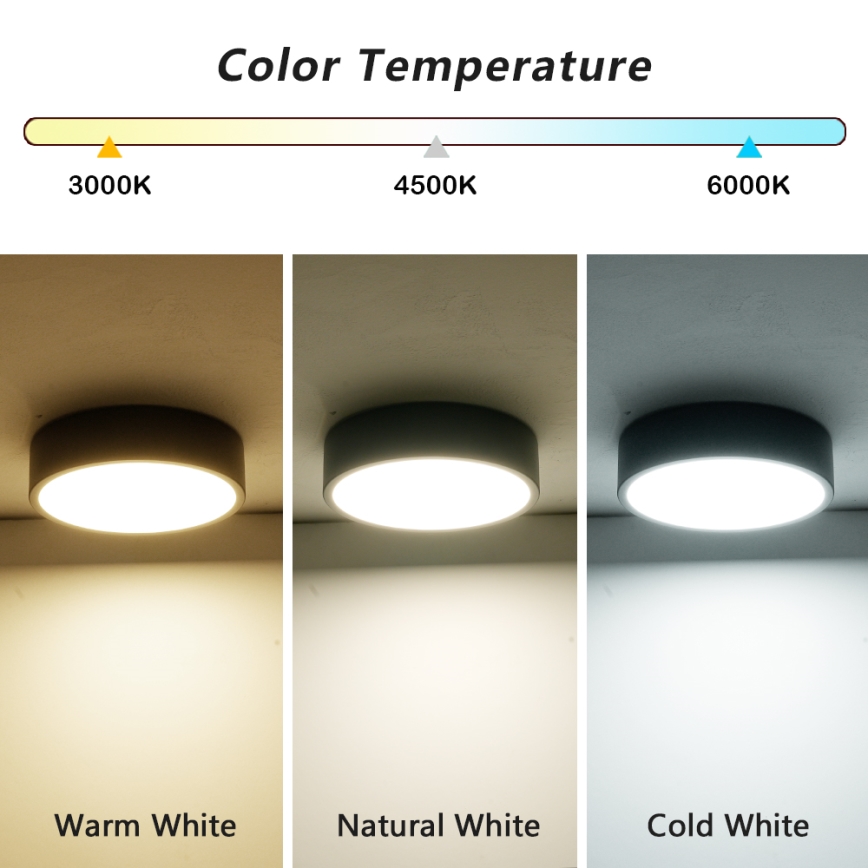 Brilagi - Plafonieră LED POOL, 18W/230V, 3000/4500/6000K, ø 20 cm, negru