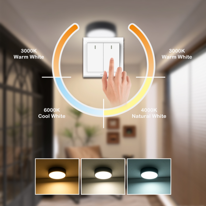 Brilagi - Plafonieră LED POOL, 18W/230V, 3000/4500/6000K, ø 20 cm, negru
