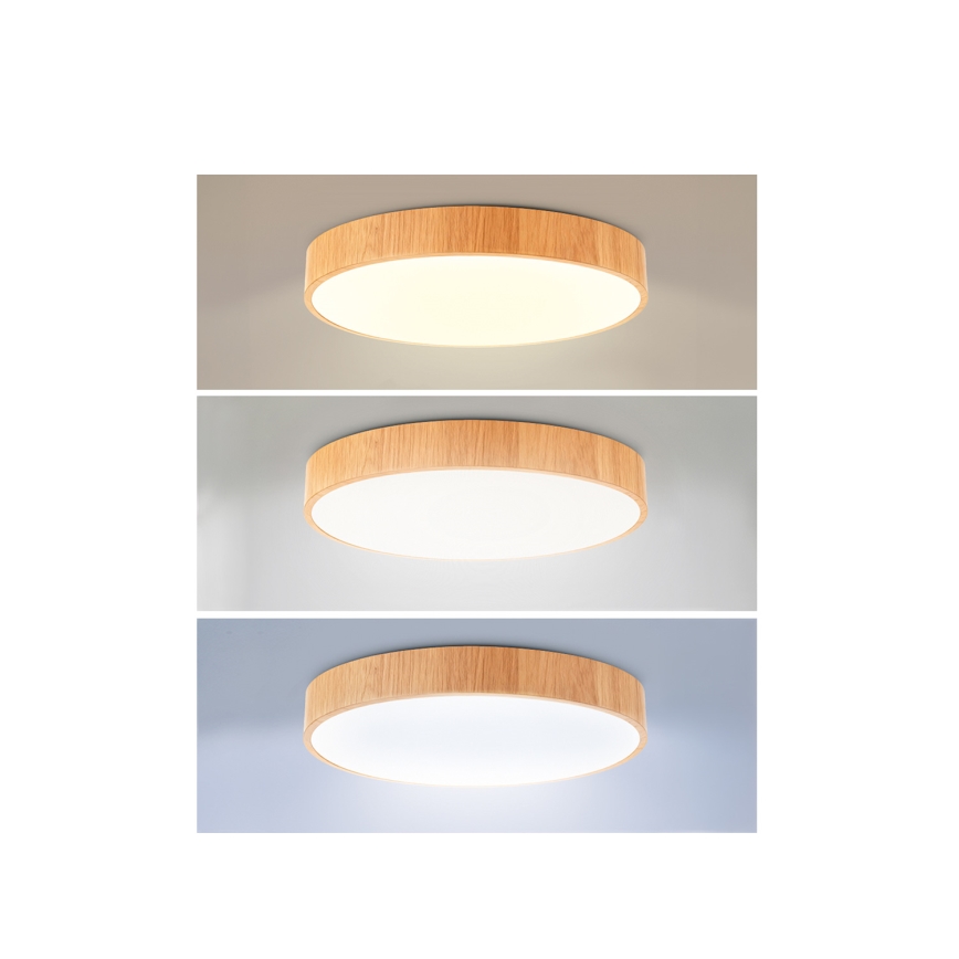 Brilagi - Plafonieră LED POOL, 36W, 230V, 3000/4000/6000K, Ø 30 cm, cu finisaj aspect lemn