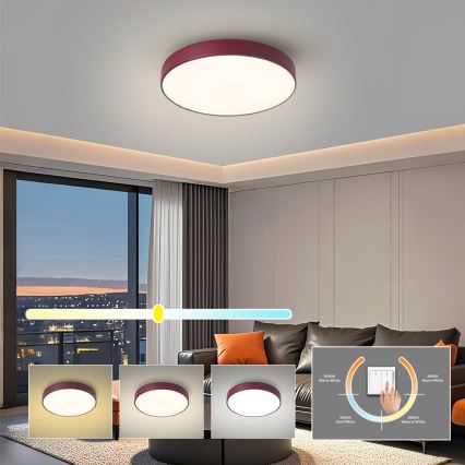 Brilagi - Plafonieră LED POOL, 36 W, 230 V, 3000/4000/6000 K, Ø 30 cm, burgundiu