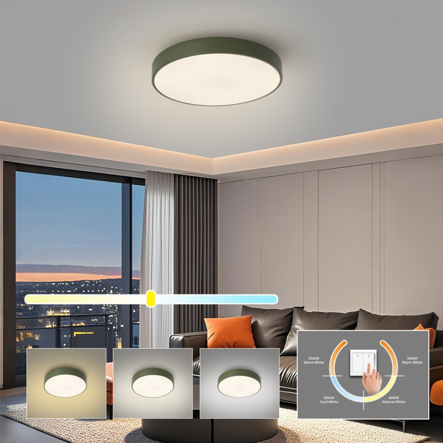 Brilagi - Plafonieră LED POOL LED/36W/230V 3000/4000/6000K Ø 30 cm verde