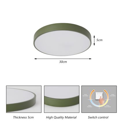 Brilagi - Plafonieră LED POOL LED/36W/230V 3000/4000/6000K Ø 30 cm verde