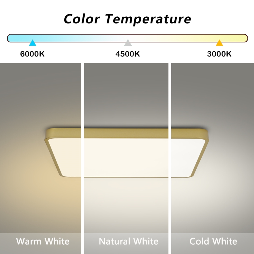 Brilagi - Plafonieră LED POOL, 36W, 230V, 3000/4000/6000K, 40x40 cm, auriu