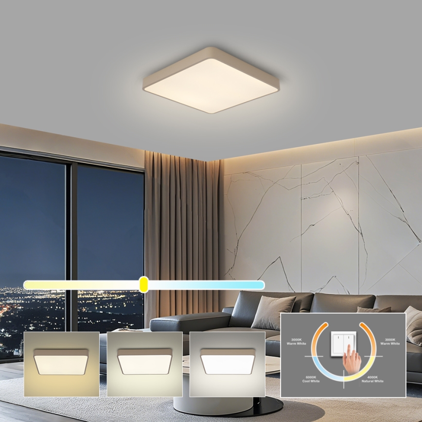 Brilagi - Plafonieră LED POOL, 36W, 230V, 3000/4000/6000K, 40x40 cm, bej