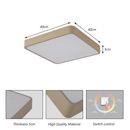 Brilagi - Plafonieră LED POOL, 36W, 230V, 3000/4000/6000K, 40x40 cm, bej