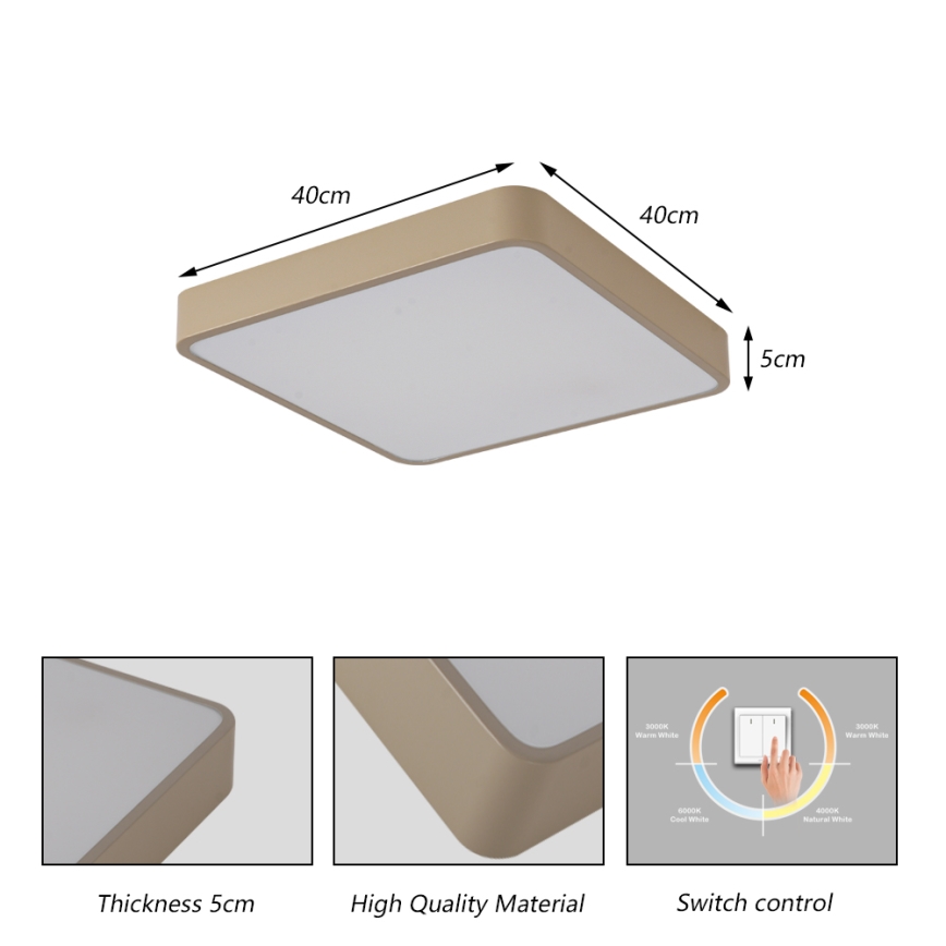 Brilagi - Plafonieră LED POOL, 36W, 230V, 3000/4000/6000K, 40x40 cm, bej