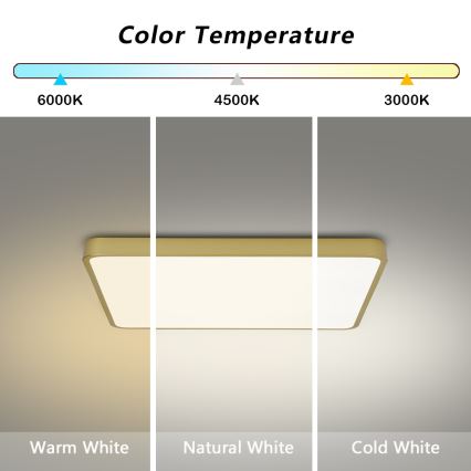 Brilagi - Plafonieră LED POOL, 36W, 230V, 3000/4500/6000K, 40x40 cm, auriu
