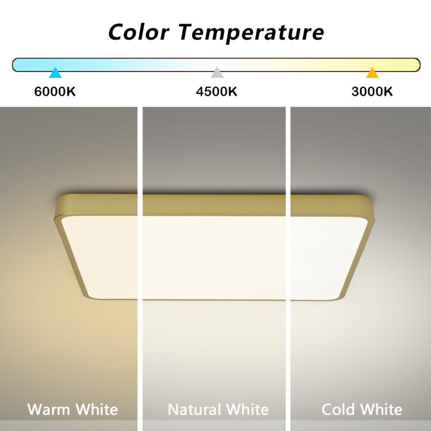 Brilagi - Plafonieră LED POOL, 48 W, 230 V, 3000/4000/6000 K, 50 x 50 cm, aurie