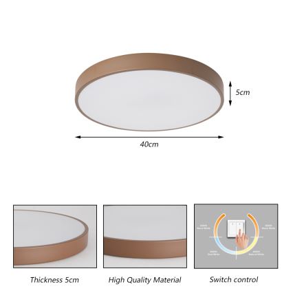 Brilagi - Plafonieră LED POOL 48W/230V 3000/4000/6000K Ø 40 cm maro