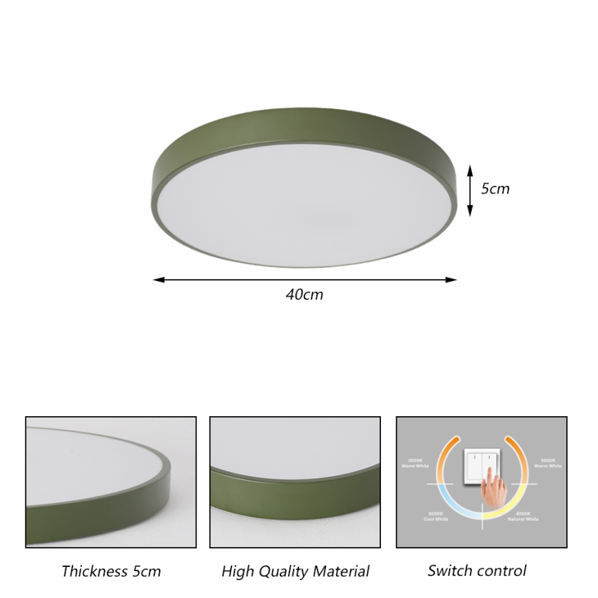 Brilagi - Plafonieră LED POOL, 48 W, 230 V, 3000/4000/6000 K, Ø 40 cm, verde