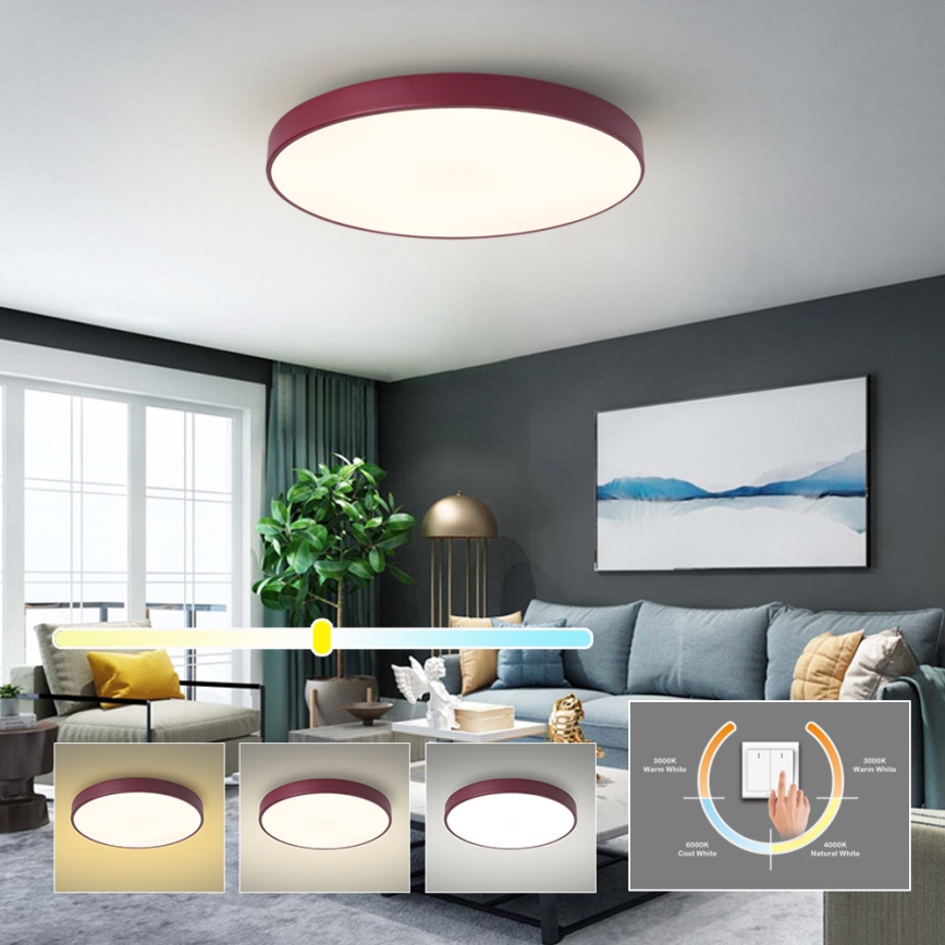 Brilagi - Plafonieră LED POOL, 60 W, 230 V, 3000/4000/6000 K, Ø 60 cm, bordo