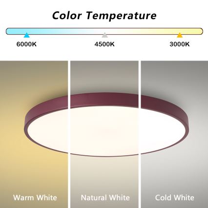 Brilagi - Plafonieră LED POOL, 60 W, 230 V, 3000/4000/6000 K, Ø 60 cm, bordo